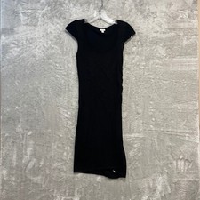Guess Bodycon Dress Women Small Black Ruched Side Cap Sleeve Mini Dress