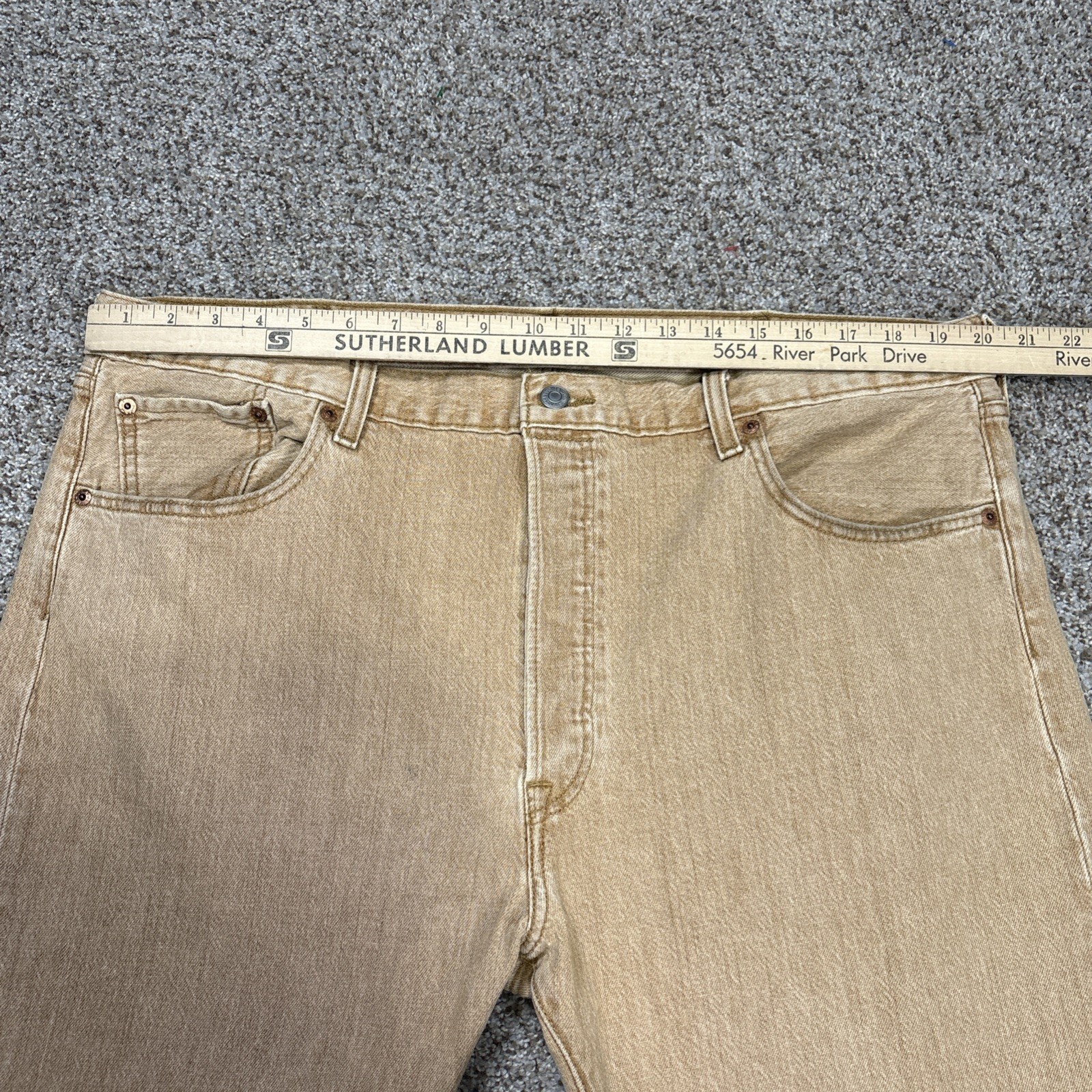 Mens Levis 501 Original Fit Tan Button Fly Denim Jeans Size 40x32 (fit 40x30.5) - View 8