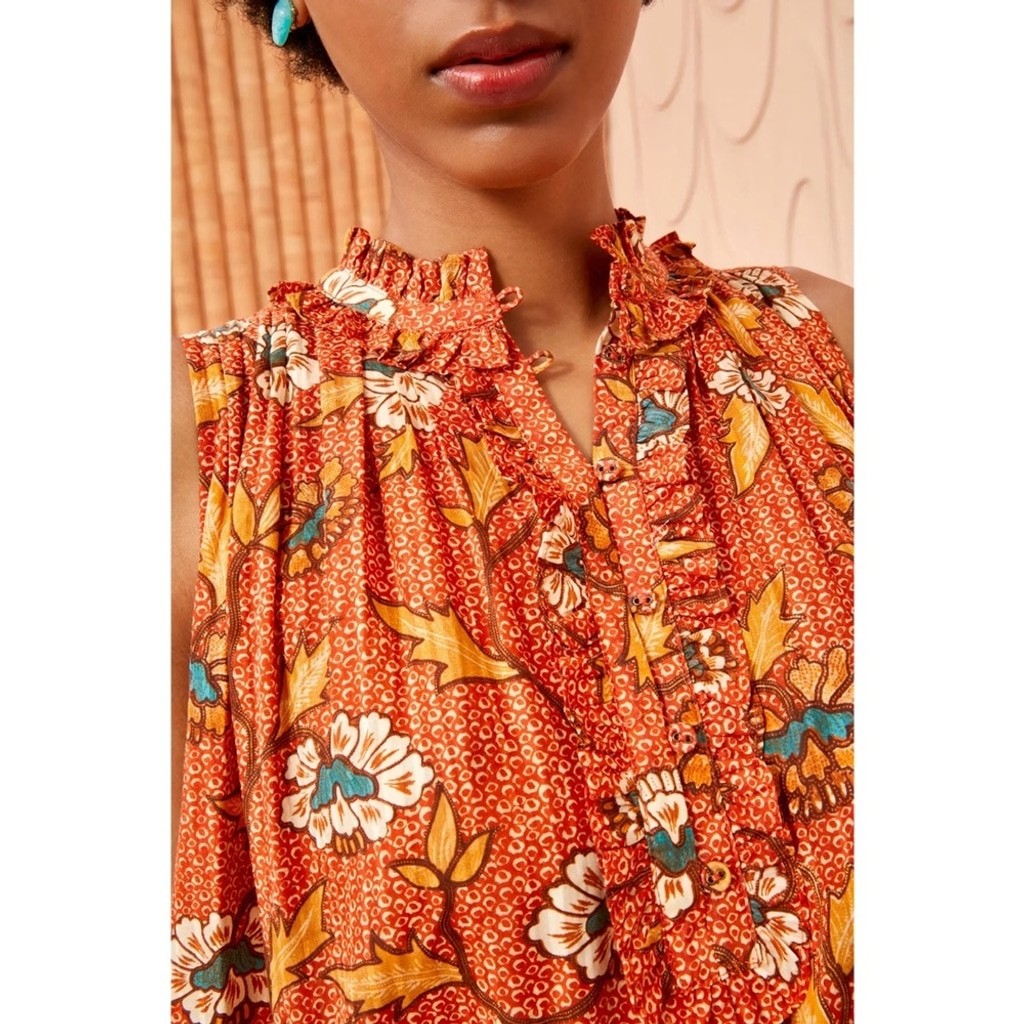 Ulla Johnson Midi Orange Ruffle Sleeveless Beverl… - image 4