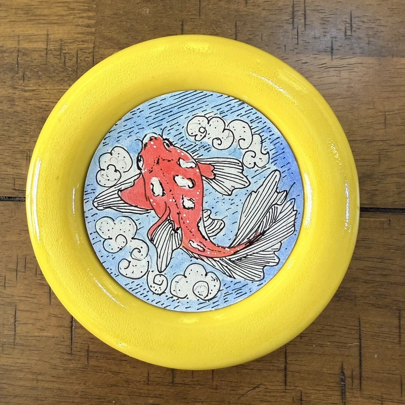 Original mini watercolor paintings - Red Fish 4"