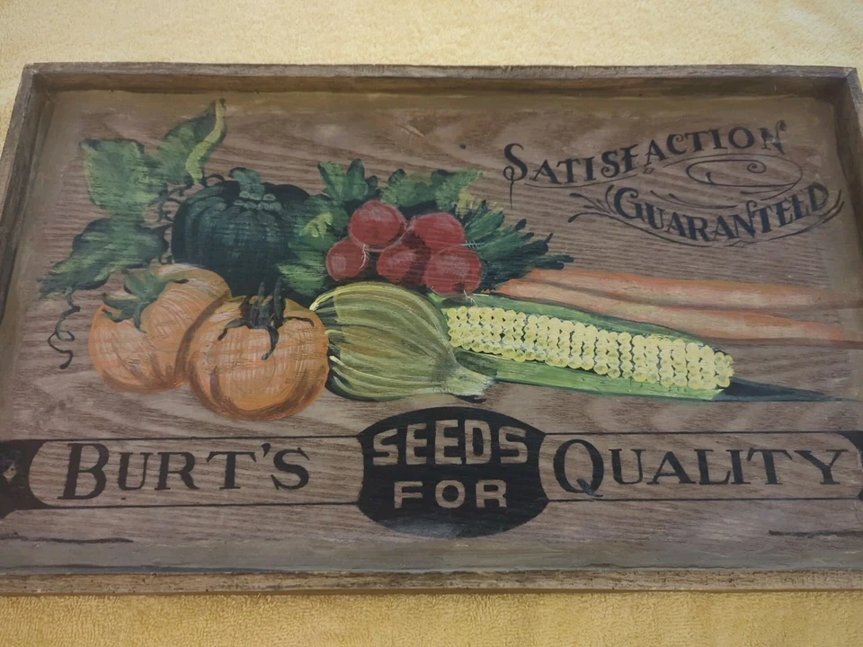 Cottage Core Heavy Duty Wood Burt's Seeds for Quality Hanging Sign/Tray 11" 19" - Image 2 of 4