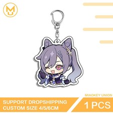 Girl Genshin Impact Keqing Double Sided Key Chains Anime Pendant Accessories