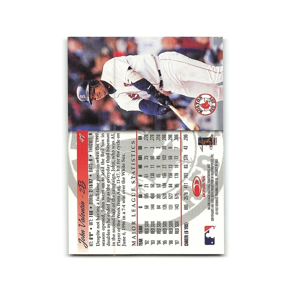 John Valentin 1998 Donruss #47 Boston Red Sox Baseball Card NM - Image 2 of 3