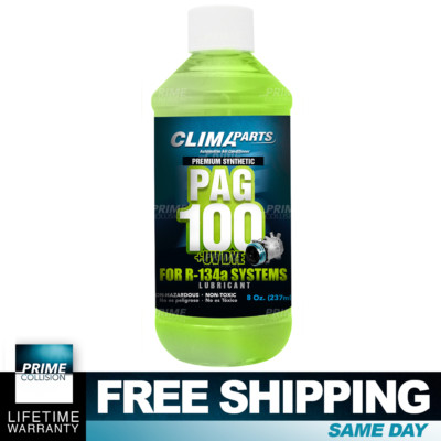 Premium Synthetic A/C Refrigerant Oil PAG 100-8UV Vis 8oz. Each