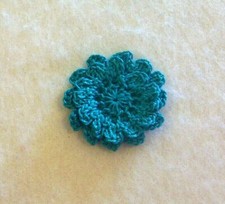 Crochet Dark Teal 2-Layered Mum Flower Applique X-Small Quilting Sewing