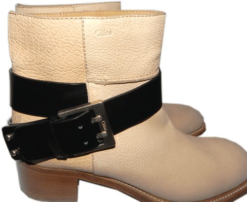 $1150 Chloe Buckle Strap Ankle Boots Riding Motorcycle Biker Booties Sz 6-36.5 - Picture 3 of 8
