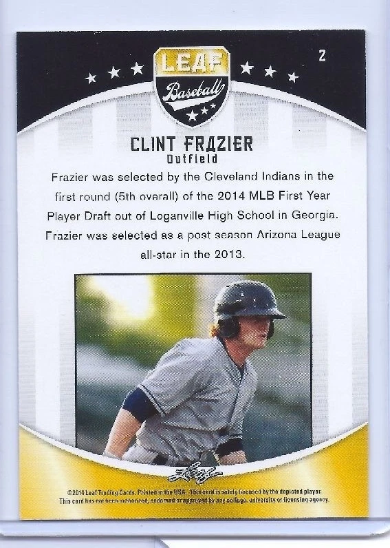 "3" CLINT FRAZIER 2013/14 LEAF DRAFT ROOKIE "3" CARD LOT! NEW YORK YANKEES - Image 4 of 4