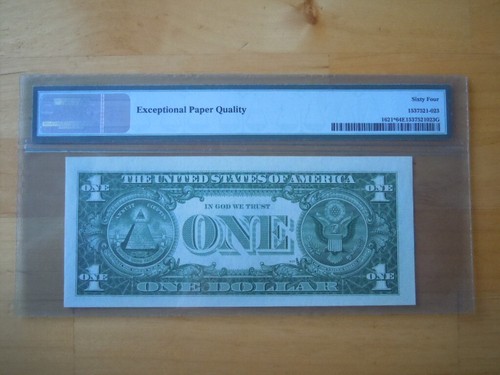1957B (3) $1 Consecutive Blue Seal Silver Certificates Graded PMG 64 Choice Unc. - Picture 5 of 7