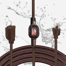 Waterproof On/Off Switch Brown Outdoor Extension Cord 10 ft 16 AWG Exterior E...