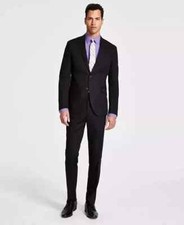  395 Kenneth Cole Reaction Black Men's Ready Flex Slim Fit Suit 44R 37 x 32