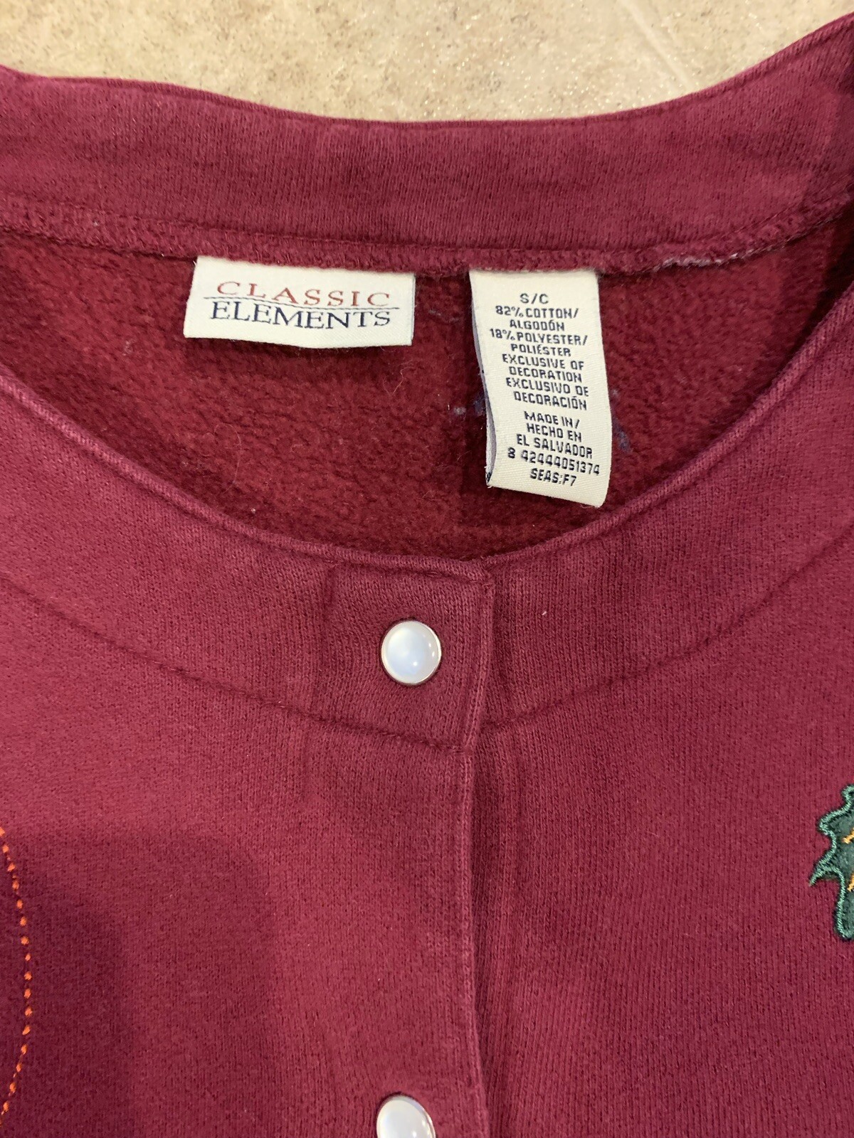 Classic Elements Burgandy Button Cardigan Multico… - image 3