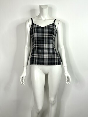 Vtg DOLCE & GABBANA D&G C.AW1999 BLACK GRAY GRUNGE PLAID TOP 42 M