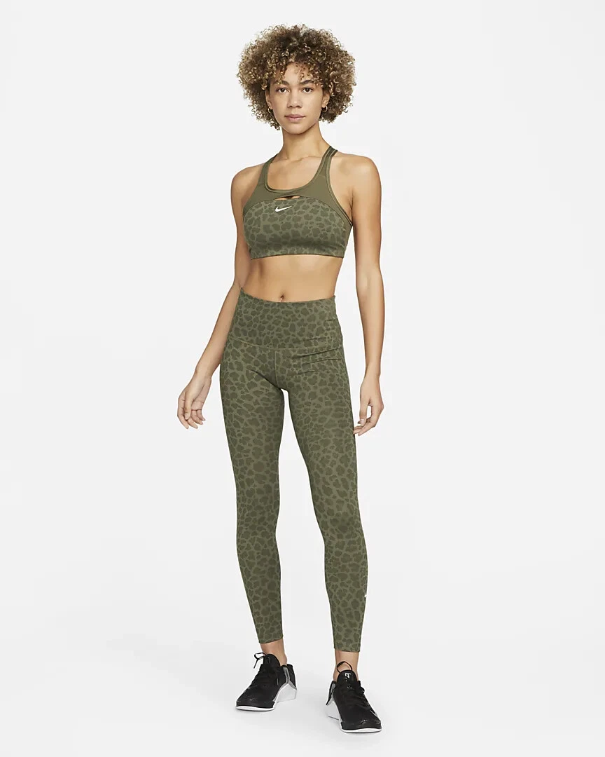 Nike Dri-FIT Women&#039;s High-Rise Printed Leggings M Olive Green DM7274 |