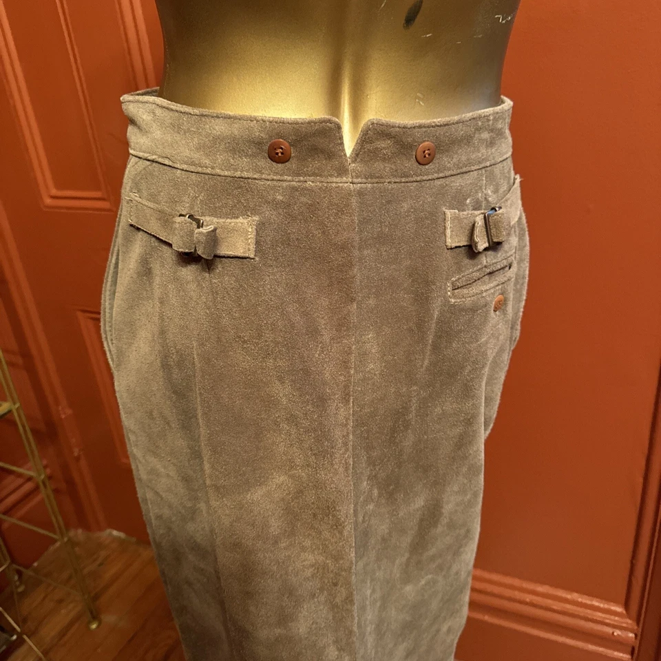 Falda Occidental Ralph Lauren Country Marrón Larga Gamuza 12 Bolsillos 4 Bolsillos Foto 3 de 4