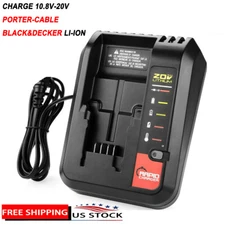 Charger 10.8V-20V MAX for Black&Decker and Porter Cable 20V Volt Li-ion Battery