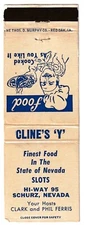 Cline's Y Restaurant Matchbook Cover Schurz Nevada icmsc5