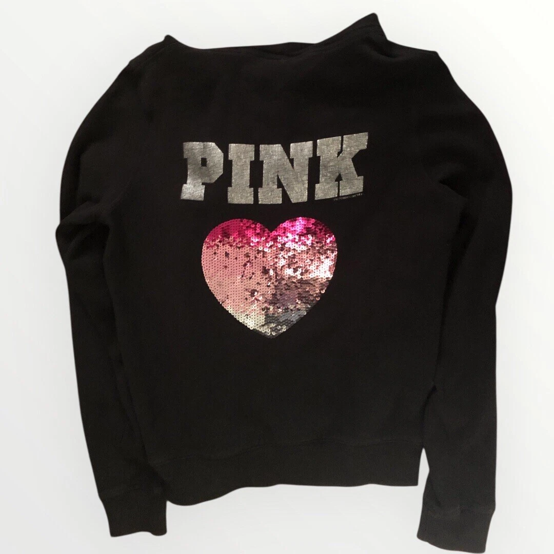 UNDERCOVER Victoria’s Secret ROSA Logo Donna Nero Full Zip Felpa Giacca Bling Vintage