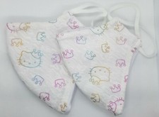 2 Pk-White Hello Kitty with Crown print handmade Face masks