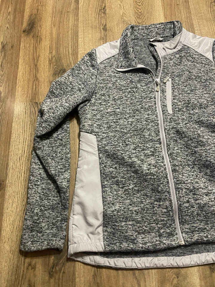 Sudadera de diseño alpino, para mujer talla pequeña-mediana? Gris, cremallera completa, bolsillo con cremallera Foto 3 de 4