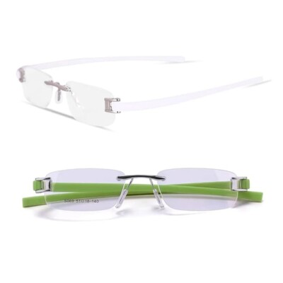 RSINC Combo Rimless Frame eyeglasses for unisex Silver White-Silver Green Tag