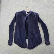 Ivivva Girls Cardigan 14 Navy To The Moon And Back Hooded Open Front