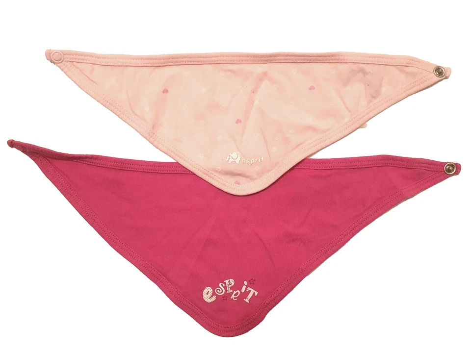 Esprit 2x Tuch Dreiecktuch Halstuch Latz Mädchen Gr. 6-18 Mon rosa Druckknopf - Bild 1 von 1