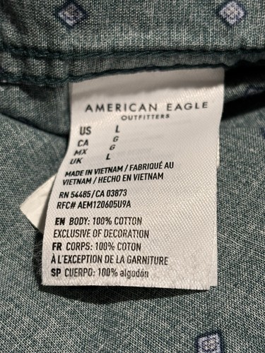 American Eagle Men Green Long Sleeve Button Down Shirt Size Large - Picture 4 of 7