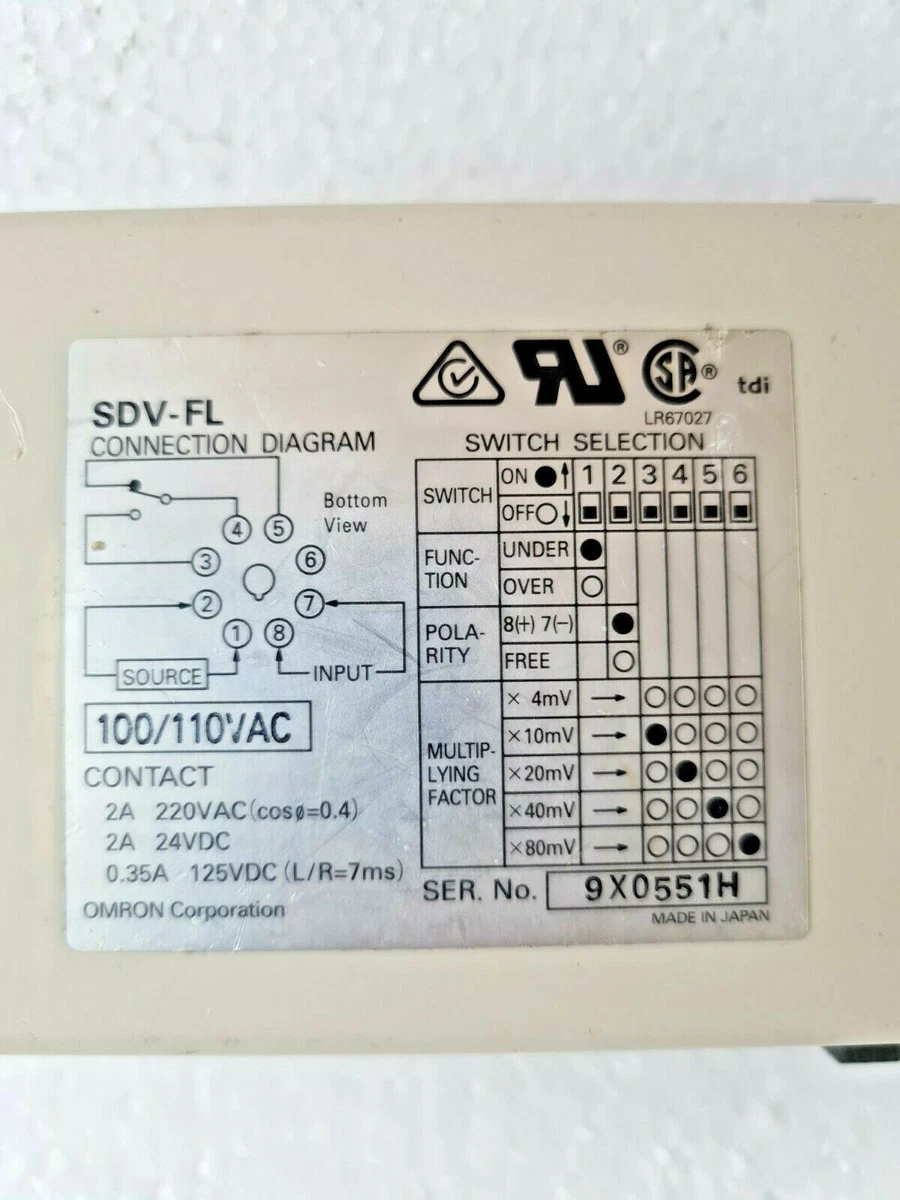 OMRON CORPORATION SDV-FL6 VOLTAGE SENSOR - SINGLE FUNCTION MONITORING RELAY
