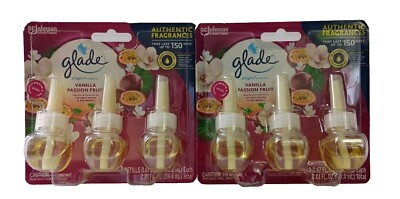 6 Glade PlugIns Air Freshener Refills Vanilla Passion Fruit .67 Oz.