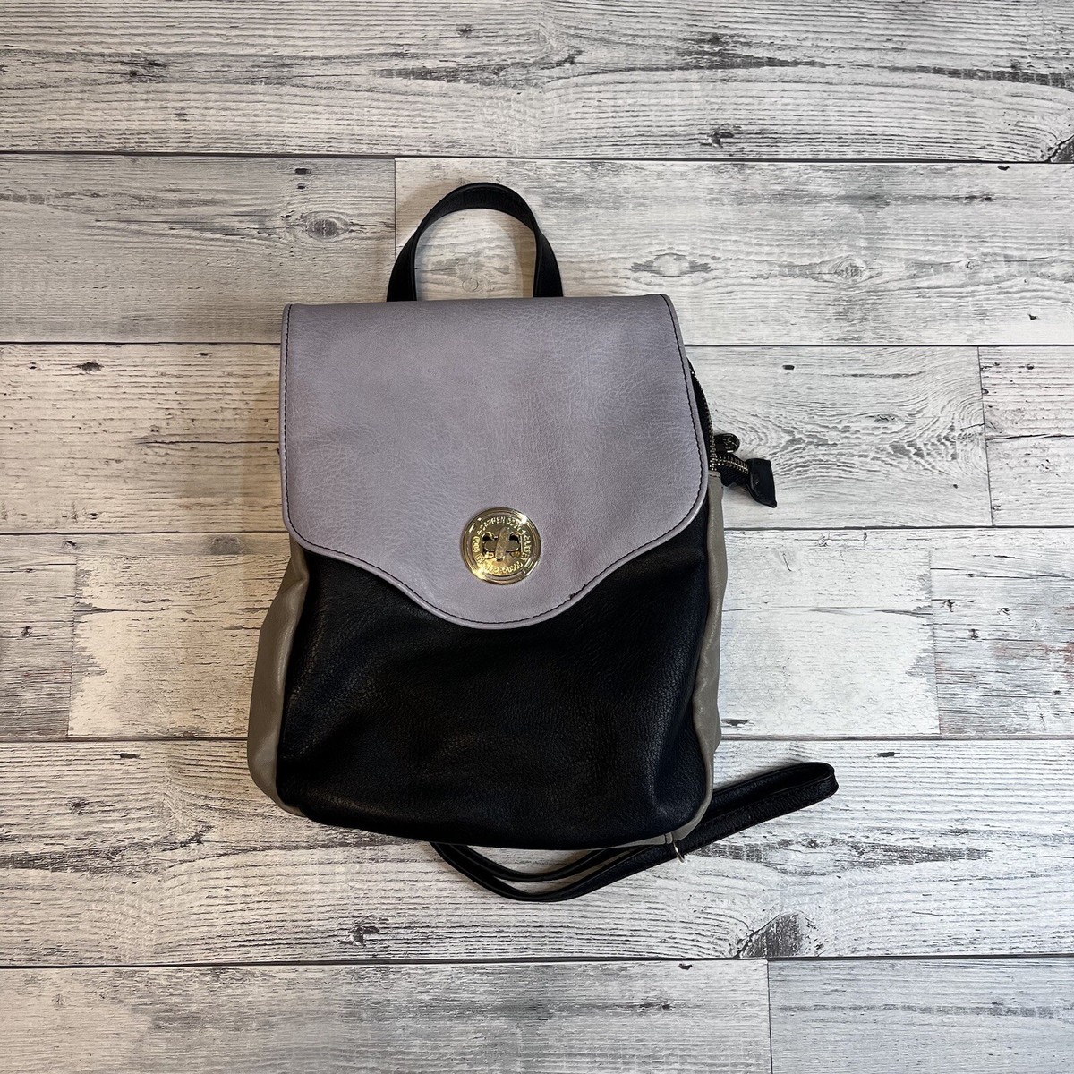 Coco + Carmen Mini Faux Leather Back Pack Purse Gray Black  display picture 1