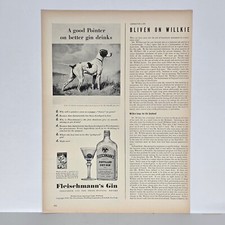 1941 Fleischmanns Distilled Dry Gin Vintage Ad Edwin Megargee Pointer Dog Art