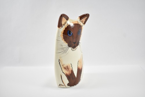 VASO GATTO SIAMESE 8" VINTAGE 2001 NINA LYMAN FIRMATO - Foto 3 di 6