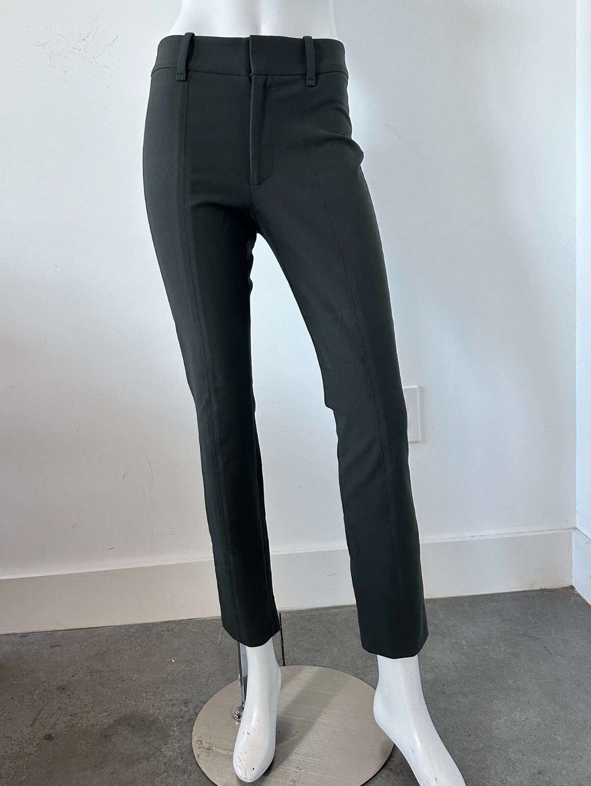 Vince Slim Cotton Trousers Olive Green Size 6 Pants