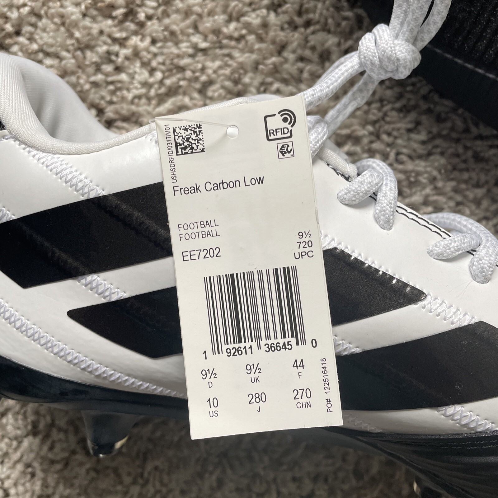 Adidas Freak X Carbon Mens Size 10 Black Low Top Lace Up Football 