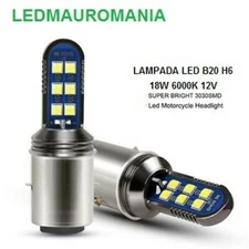 H6 B35 BA20D Lampada Led 12 SMD 3030 18W Per Moto Scooter Biluce Bianco Ghiaccio
