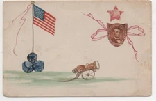 1920 US Postcard with Patriotic Design made from Cut Down American Stamps