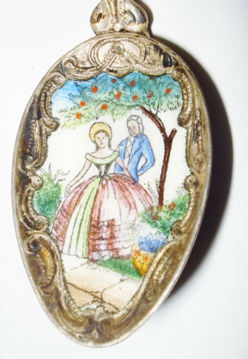 VINTAGE CZECH ART DECO ENAMEL SPOON VICTORIAN DESIGN NR