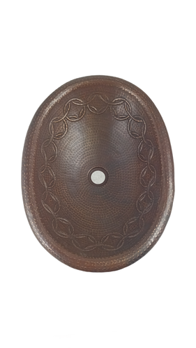 19" Oval Copper Bathroom Sink - Joining Rings by SoLuna Rio Grande Rolled Rim - Picture 2 of 3