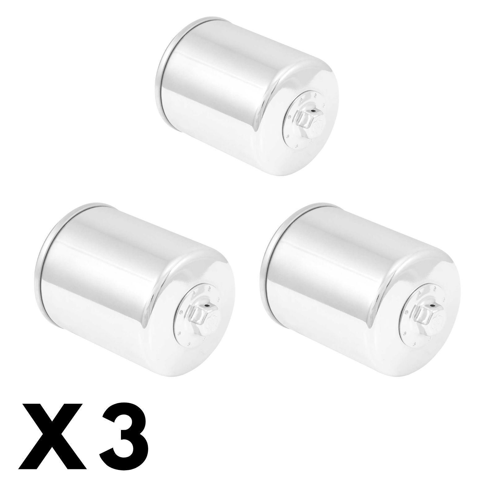 3 Pack Chrome K&N Oil Filter for Harley FLTRUSE CVO Road Glide Ultra 2015-2017