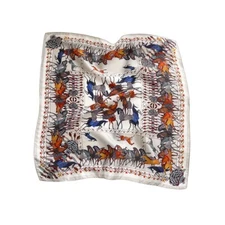 100% Silk 20" Small Square Scarf Women neckerchief Bandana White Horse Pattern