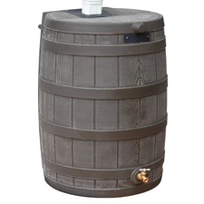Good Ideas RW50 Rain Wizard 50 Gallon Plastic Rain Barrel Water Collector, Oak