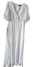 Lulus White Sundress Women's Medium M V-neck NWT Lace Rayon Polyester Lined