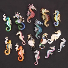 Women Men Unisex Seahorse Lover Brooch Fashion Sea Animal Pins Badge Jewelry