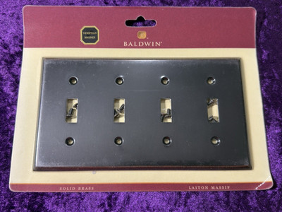 Baldwin Switchplate Quad Toggle Cover Venetian Bronze Solid Brass 4772-112
