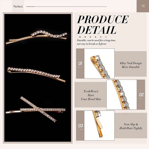 16 Pieces Rhinestone Bobby Pins, Fancy Metal Hair Clips, Crystal Shiny Barret... - Bild 5 von 6