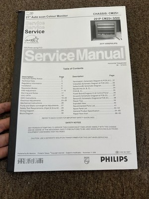 Philips CM25+ 201P Chassis Service Manual *Original* SM9