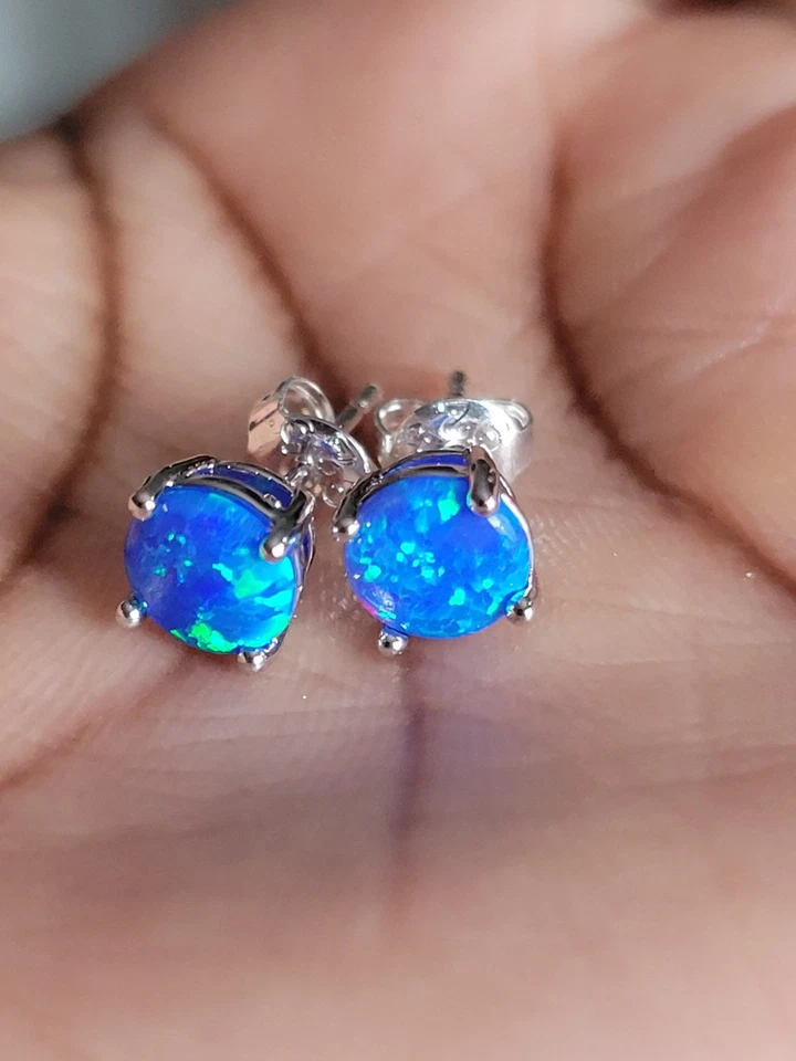 boucles d'oreilles Opale Bleue Pailleté  - Imagen 3 de 4