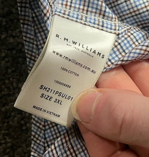 R.M. Williams Collins Shirt Mens 3XL Blue Button Down Casual Short Sleeve Top - Picture 7 of 10