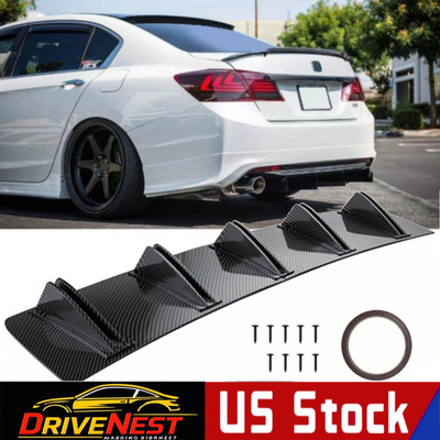 CARBON FIBER Rear Bumper Diffuser Lip Splitter Body Shark Fins For Toyota Camry