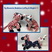 2 Ty Beanie Babies Lefty  Righty July 4, 2000